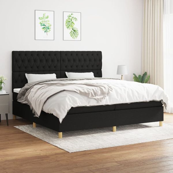 vidaXL Boxspring posteľ s matracom čierna 200x200 cm látka