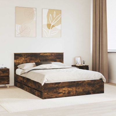 vidaXL Rám postele Dymová dub 150 x 200 cm Inžinierske drevo