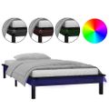 vidaXL Posteľný rám s LED čierny 90x200 cm masívne drevo