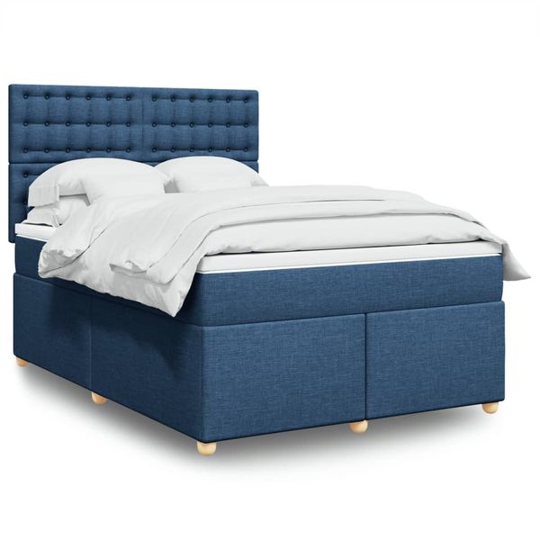 vidaXL Posteľný rám boxspring s matracom modrý 160x200 cm látka