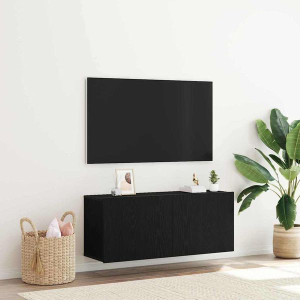 vidaXL Zostava TV skriniek Nástenný Čierny dub 100 x 30 x 41 cm