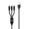Forever 3v1 kábel USB - Lightning + USB-C + microUSB 1,2 m 2A čierny