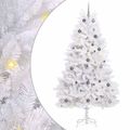 vidaXL Umelý Sklápací Vianočný Stromček LED Biela 120 x 120 x 240 cm