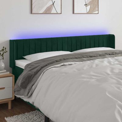 vidaXL Čelo postele s LED tmavozelené 163x16x78/88 cm zamat