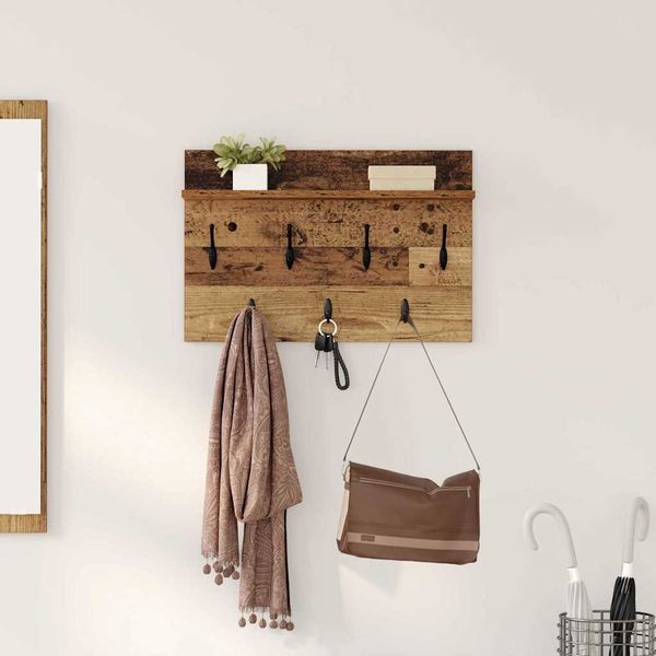vidaXL Vešiak na stenu Staré drevo 60 x 40 x 12 cm Kompozitné drevo