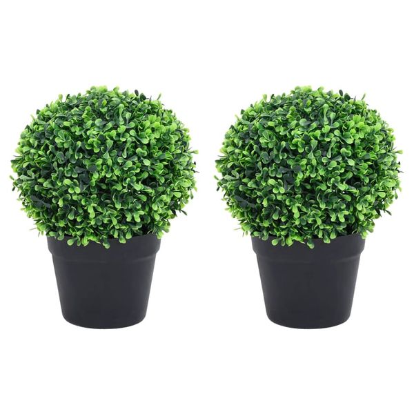 vidaXL Umelé krušpány v tvare gule 2 ks s črepníkmi zelené 27 cm