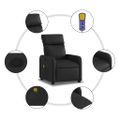 vidaXL Masážne kreslo s polohovacím mechanizmom, čierne, umelá koža