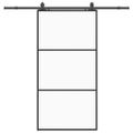 vidaXL Posuvné dvere s kovaním čierne 102x205 cm ESG sklo