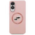 Obal Karl Lagerfeld pre Samsung Galaxy S25 Edge MAGNETICKÝ SILIKÓNOVÝ DVOJITÝ HEAD ružový