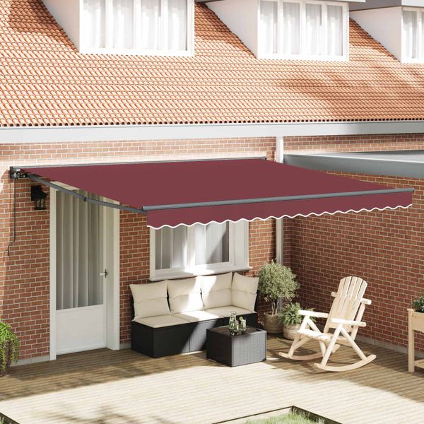 vidaXL Rám markízy Vínovo červená 400 × 300 cm Polyester s PU povrchom