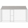 vidaXL Klietka pre psa s strechou Strieborná 400 x 200 x 256 cm