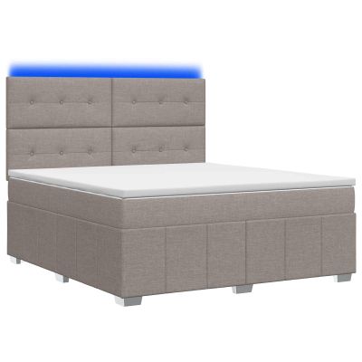 vidaXL LED boxspring posteľ s matracom Sivohnedá 160 x 200 cm Látka