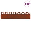 vidaXL Obrubníky trávnika 10 ks 103 x 0,05 x 22 cm Hrdzavý