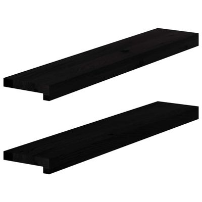 vidaXL Okenný parapet 2 ks hnedočierná 80x15x2 cm dubový masív