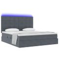 vidaXL LED úložná posteľ s matracom Tmavosivá 180 x 200 cm Zamat