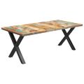 vidaXL Jedálenský stôl, nohy v tvare X 200x100x77cm, recyklovaný masív