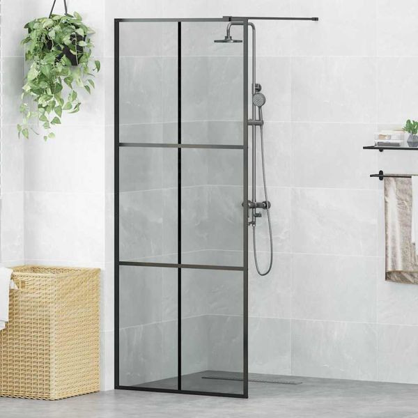 vidaXL Stena walk-in sprchy Čierna 80 x 195 cm tvrdené sklo