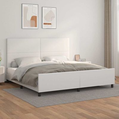 vidaXL Posteľný rám s čelom biely 200x200 cm umelá koža
