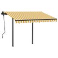 vidaXL Automatická markíza, LED a senzor vetra 3x2,5 m, žltá/biela