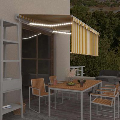 vidaXL Automatická markíza tienidlo&LED&senzor vetra žlto-biela