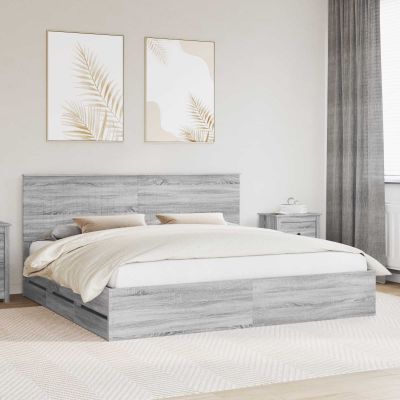 vidaXL Rám postele Sivý Sonoma 200 x 200 cm Inžinierske drevo
