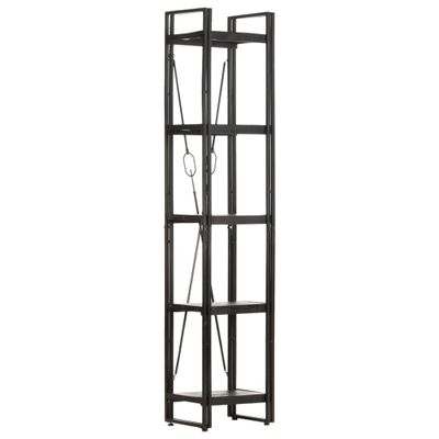 vidaXL Knižnica s 5 policami čierna 90x30x180 cm mangovníkový masív