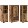 vidaXL Highboard 3 ks Staré drevo 132 x 35,5 x 103,5 cm