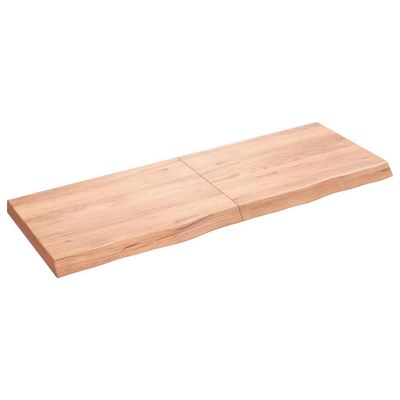 vidaXL Nástenná polica bledohnedá 140x50x(2-6) cm ošetrený masívny dub