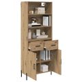 vidaXL Highboard Remeselný dub 69,5 x 32,5 x 180 cm Kompozitné drevo
