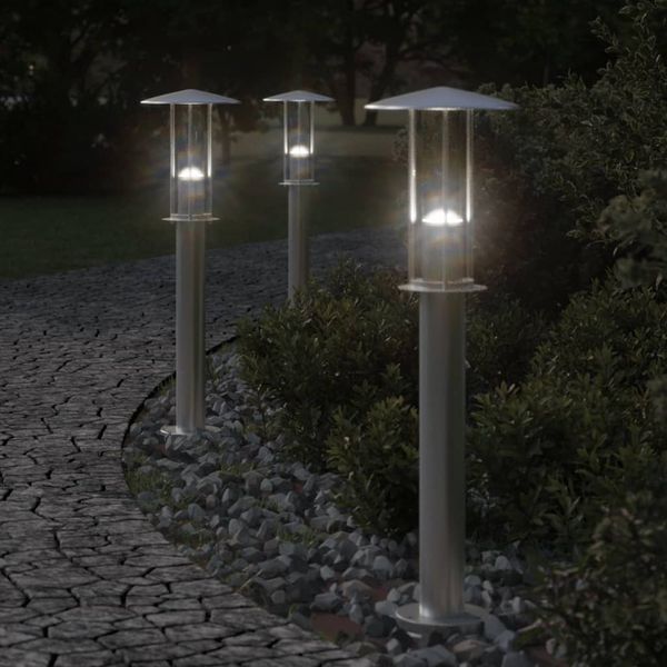 vidaXL Vonkajšia stojaca lampa strieborná 60 cm nehrdzavejúca oceľ