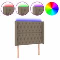 vidaXL Čelo postele s LED sivohnedé 103x16x118/128 cm látka