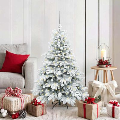 vidaXL Umelý vianočný stromček s 150 LED-i Biela 120 cm PE a PVC