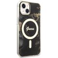 Guess puzdro na iPhone 14 6,1" GUHMP14SHTMRSK čierne tvrdé puzdro Magsafe IML Golden Marble