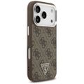 Puzdro Guess Case Magsafe 4G PU Leather s trojuholníkovým logom a strieborným kovovým rámom fotoaparátu pre iPhone 17 Pro Hnedá