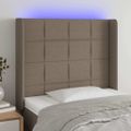 vidaXL Čelo postele s LED sivohnedé 93x16x118/128 cm látka
