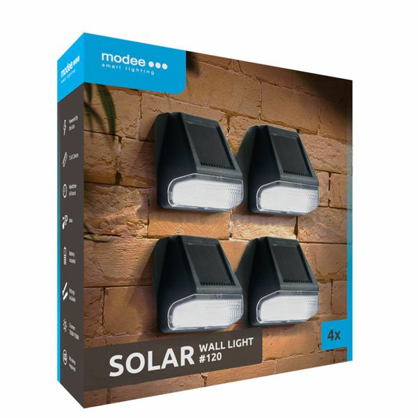 Modee Lighting solárna nástenná LED lampa 120 do exteriéru, 4ks (ML-WS120)