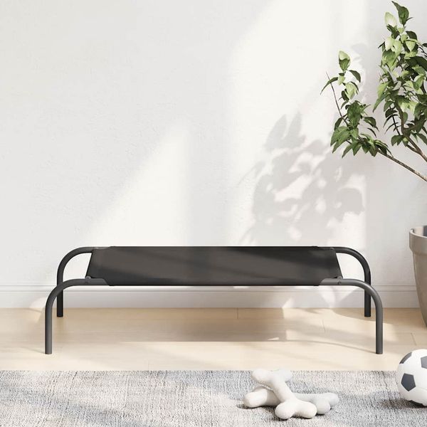 vidaXL Vyvýšená posteľ pre psa Black 90x50x20 cm Oxford Fabric Steel