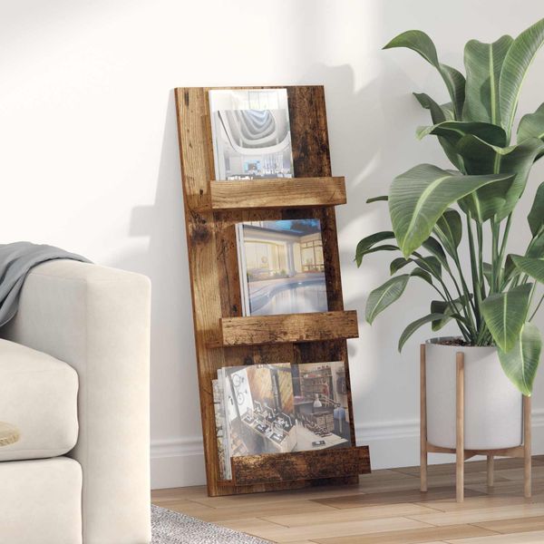 vidaXL Regál na časopisy Staré drevo 43 x 11 x 102 cm Kompozitné drevo