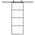 vidaXL Posuvné dvere s kovaním čierne 76x205 cm ESG sklo