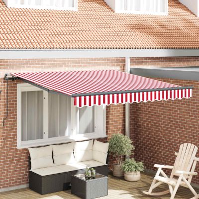 vidaXL Sklopná markíza Červená a Biela 350 x 250 cm Polyester a hliník