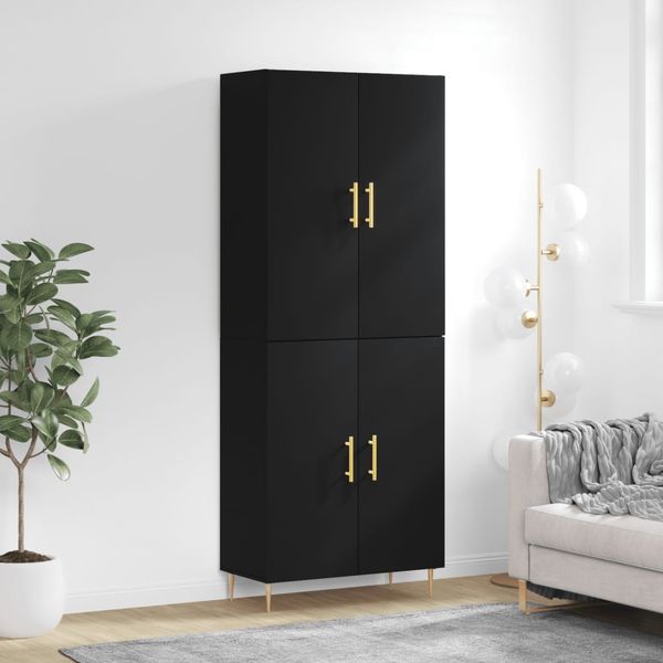 vidaXL Vysoká skrinka čierna 69,5x34x180 cm spracované drevo