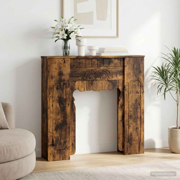 vidaXL Rám krbu Dymový dub 93 x 20 x 89 cm Kompozitné drevo