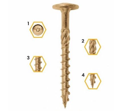 Tesárske vruty do dreva tanierové M8x100mm Torx A1, 50ks WCT-08100