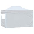 vidaXL Profesionálny skladací párty stan+4 steny 280x410x315 cm, oceľ, biely