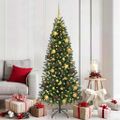 vidaXL Umelý vianočný stromček s 300 LED-i Zelená 180 cm PE a PVC
