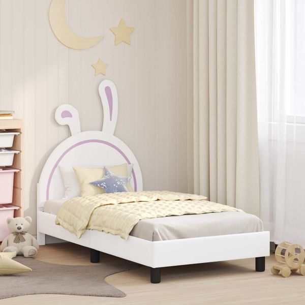 vidaXL Detský rám na posteľ s čelom Biela 80 x 160 cm PU