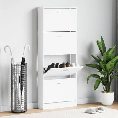 vidaXL Botník biely 59x17x150 cm spracované drevo