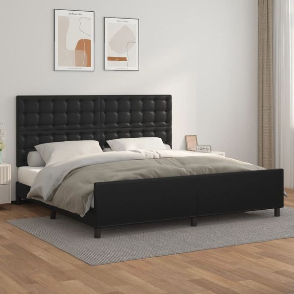 vidaXL Posteľný rám s čelom čierny 200x200 cm umelá koža