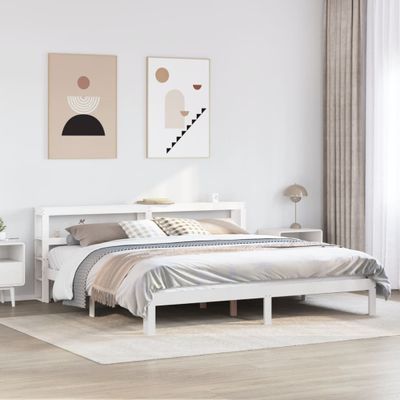 vidaXL Posteľný rám s čelom bez matraca biely 180x200 cm