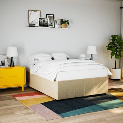 vidaXL Posteľ bez matracakrémová 160x200 cm látka